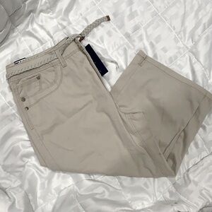 Khaki Mid Rise Capri Pants